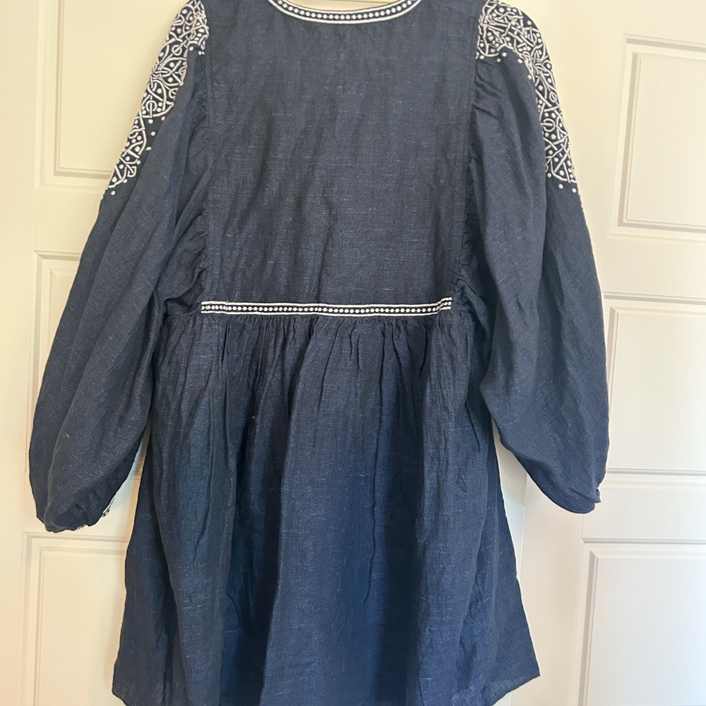 Women’s Banana Republic Navy (Dark Chambray) Embroidered Dress Size Medium - Picture 5 of 7